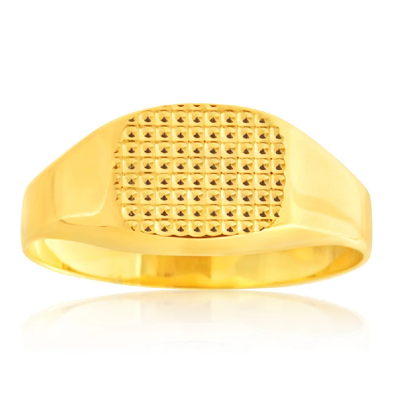 Lock band rings-9ct Yellow Gold Signet Gents Ring