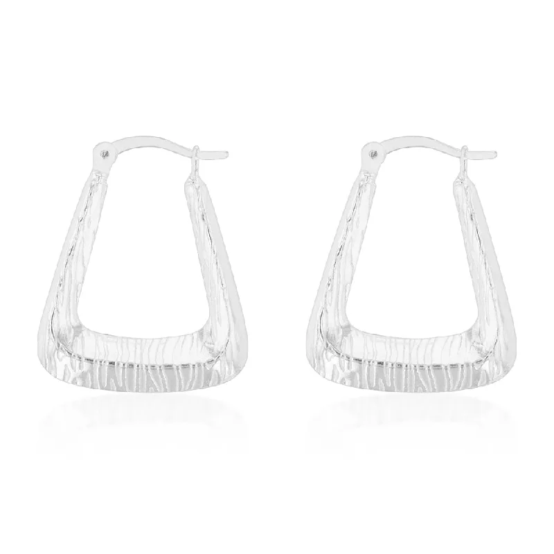 Old cameo rings-Sterling Silver Rectangular Patterned Hoop Earring