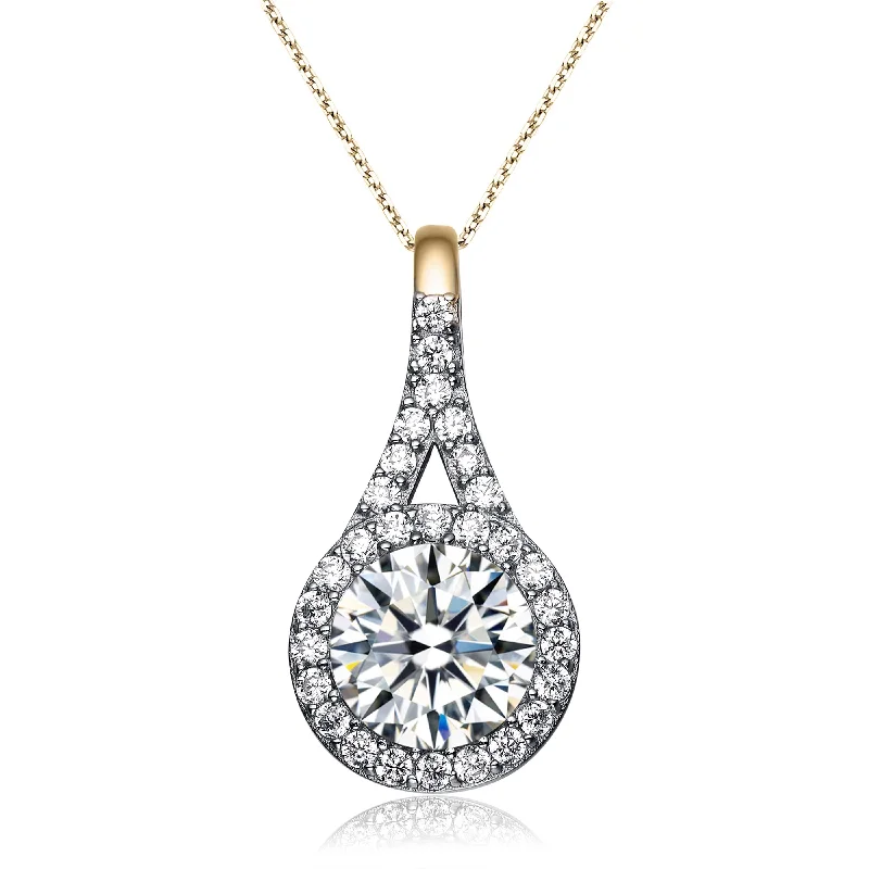 Full crescent necklaces-Cz Sterling Silver Gold Plated Pendant