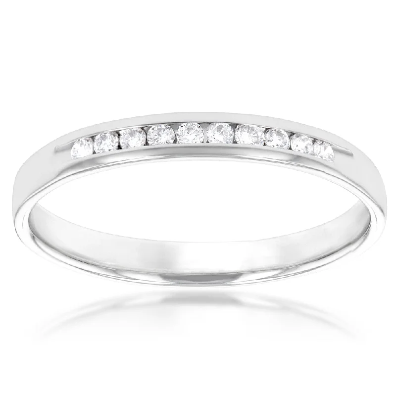 Smooth stone rings-Luminesce Lab Grown Diamond Channel 1/8 Carat Eternity Ring in 9ct White Gold