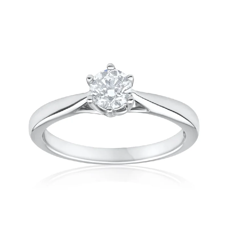 Thick cocktail rings-Flawless Cut 18ct White Gold Solitaire Ring With 3/8 Carats Diamond