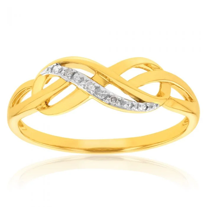 Wide band rings-9ct Yellow Gold Diamond Infinity Ring