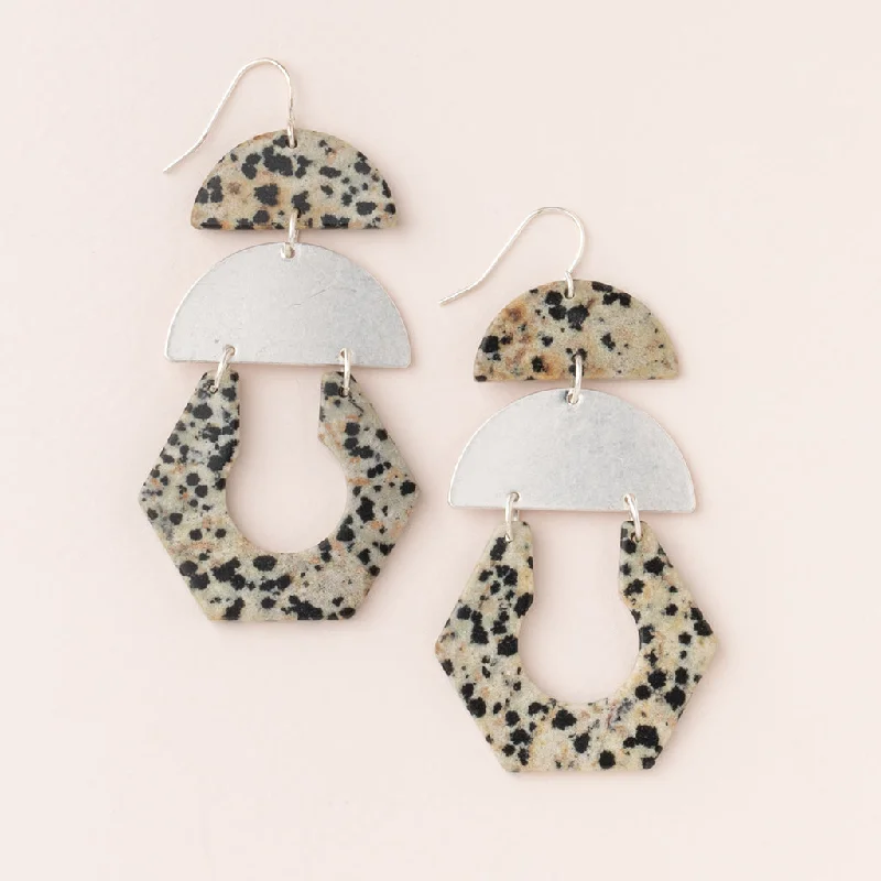 Thin wing earrings-Stone Cutout Earring - Dalmatian Jasper/Silver