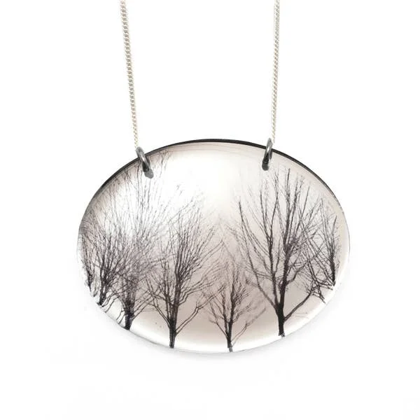 Smooth design necklaces-Women's Jewelry - Necklace | Mirror Oval Trees Necklace