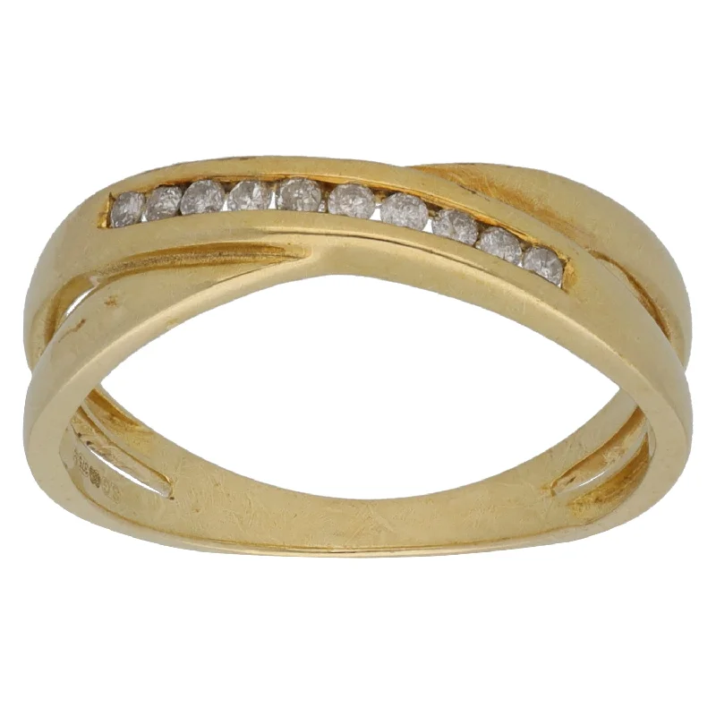 Silk edge rings-9ct Gold 0.05ct Diamond Half Eternity Ring Size M