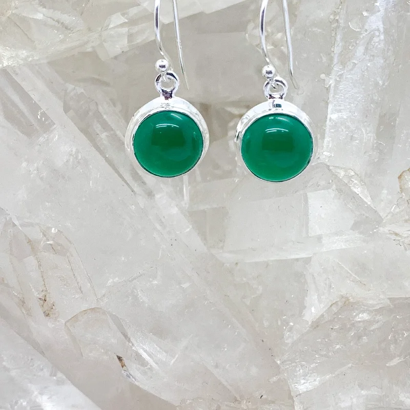 Sky themed earrings-Green Onyx Sterling Silver Earrings $50