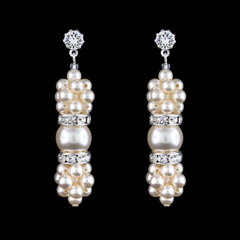 Surf motif earrings-Pearl Cluster Drop Earrings