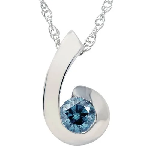 Burnished bronze necklaces-1/4ct Blue Diamond Solitaire Pendant 14K White Gold