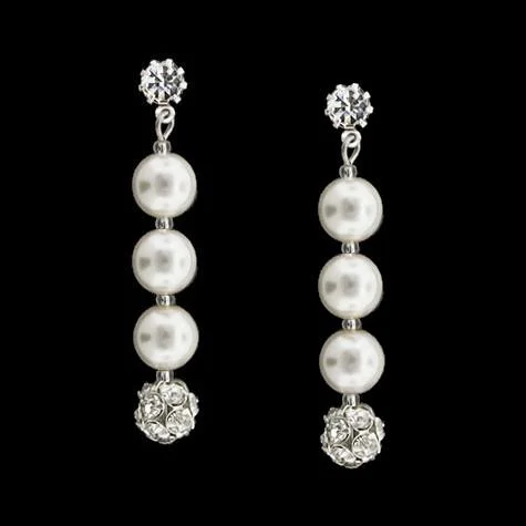 Light drop earrings-Earrings with Rhinestone Beads & Pearls - 2"