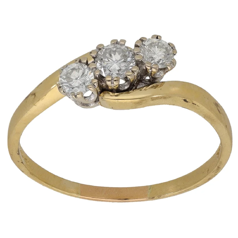 Wide band rings-18ct Gold 0.50ct Diamond Trilogy Ring Size T