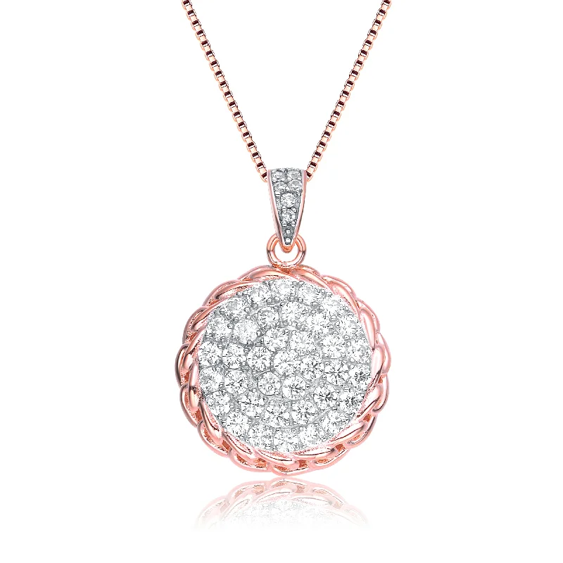 Surf wave necklaces-Cz Rose Gold Round Pendant