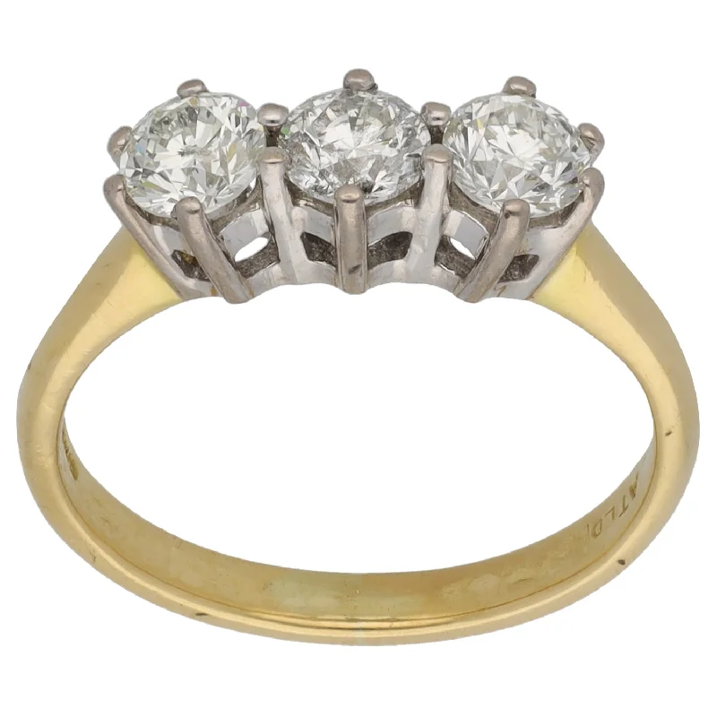 Charming rings-18ct Gold 1.00ct Diamond Trilogy Ring Size M