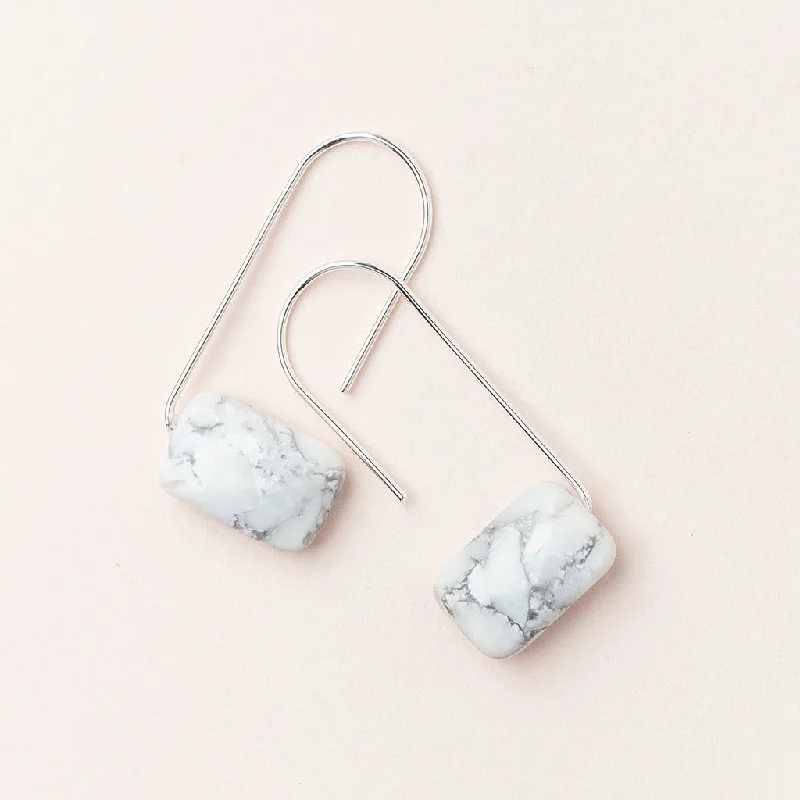 Surf motif earrings-Floating Stone Earring - Howlite/Silver