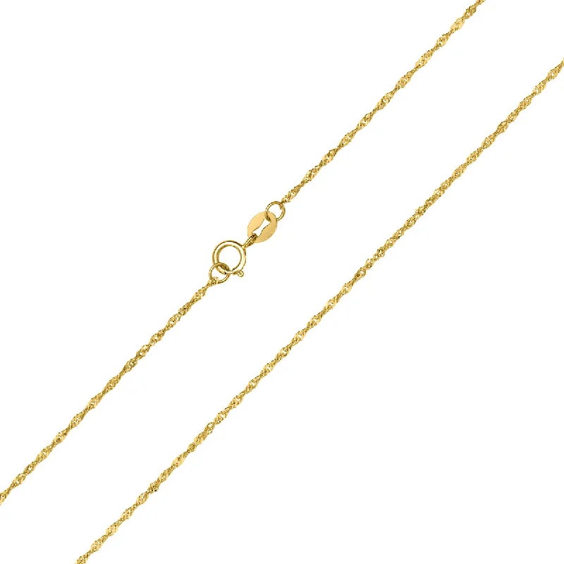 Patina silver necklaces-10K Yellow Gold 1Mm Singapore Chain With Spring Ring Clasp - 16 Inch