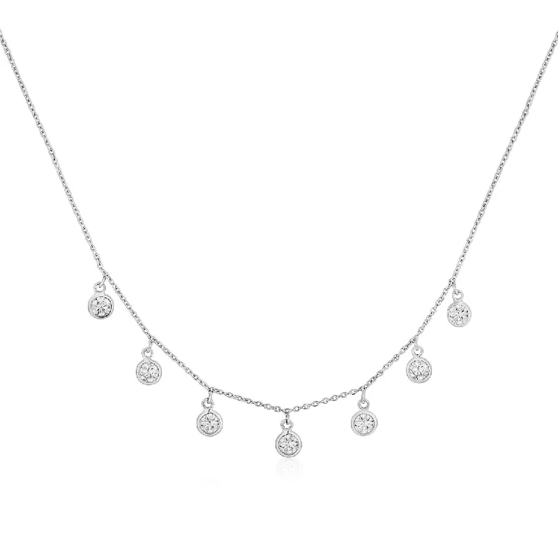 Cloud glass necklaces-Seven Lab Grown Diamonds Dangle 14k Gold Necklace