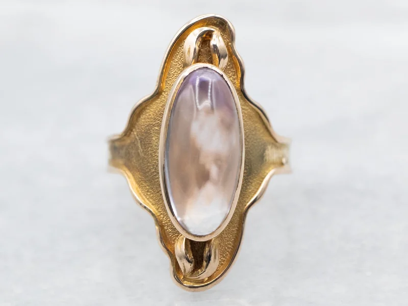 Raised letter rings-Art Nouveau Era Amethyst Cabochon Ring