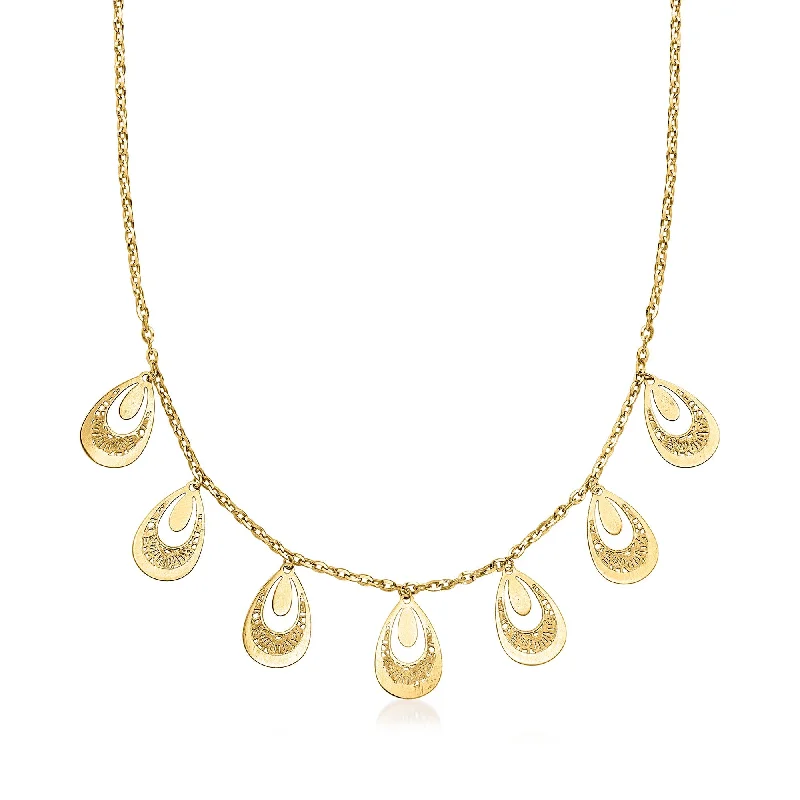 Cord weave necklaces-Ross-Simons Italian 14kt Yellow Gold Filigree Teardrop Necklace