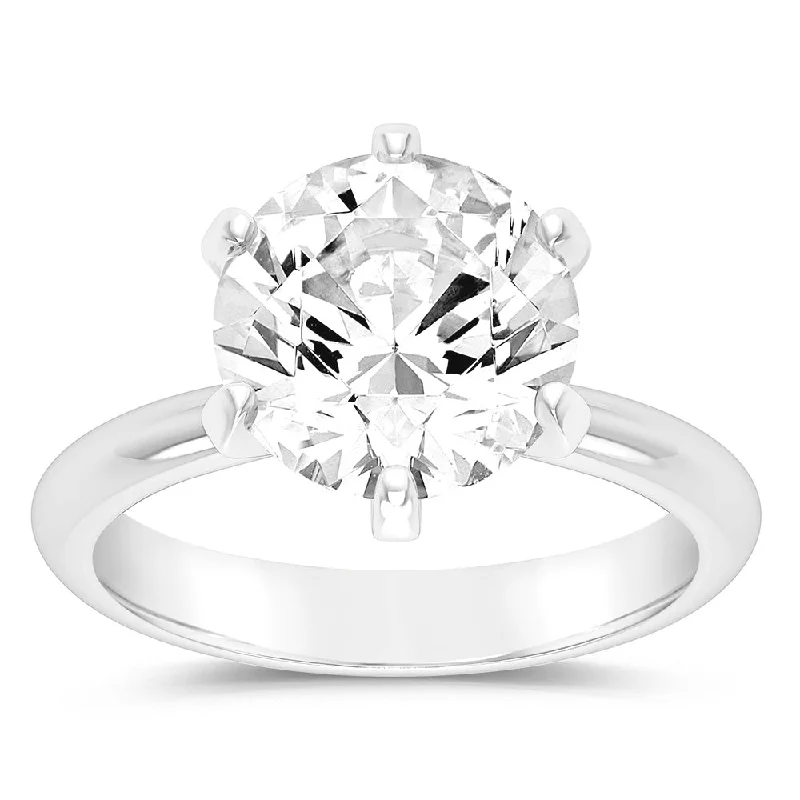 Tri-metal rings-Luminesce Lab Grown 18ct White Gold Solitaire Ring in 5 Carat Certified Diamond