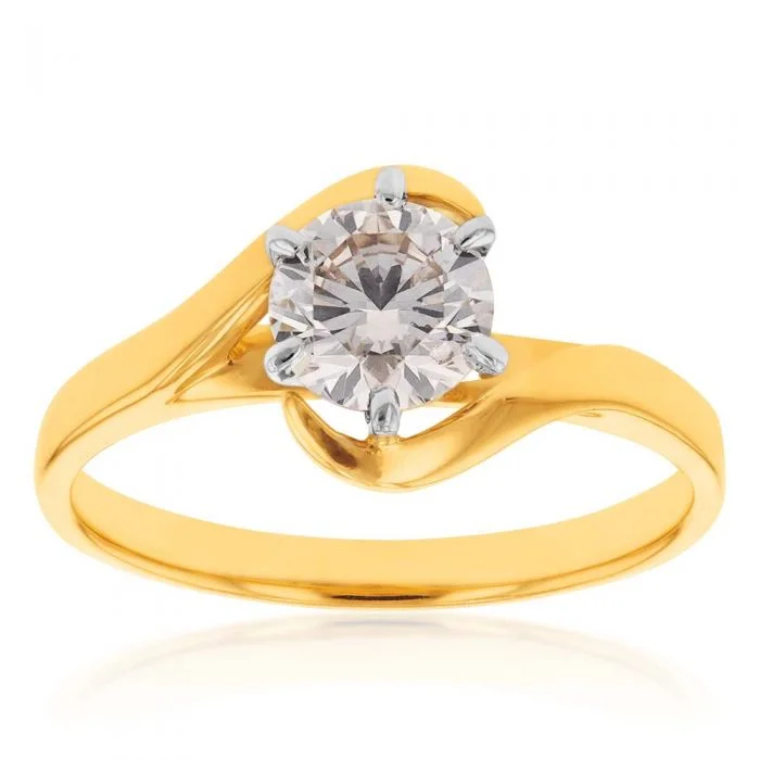 Freshwater pearl rings-18ct Yellow Gold Solitaire Ring With 1 Carat Australian Diamond