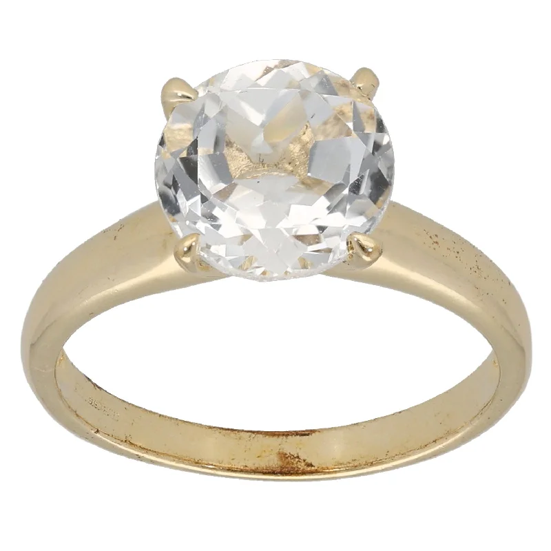 Thick stone rings-9ct Gold Topaz Single Stone Ring Size N