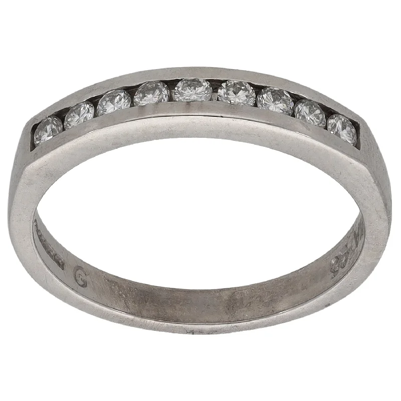 Topaz solitaire rings-18ct White Gold 0.25ct Diamond Half Eternity Ring Size H