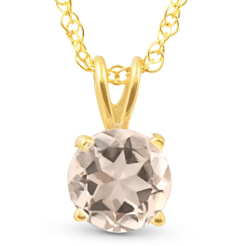 Victorian style necklaces-3/4ct Morganite Solitaire Pendant 14K Yellow Gold