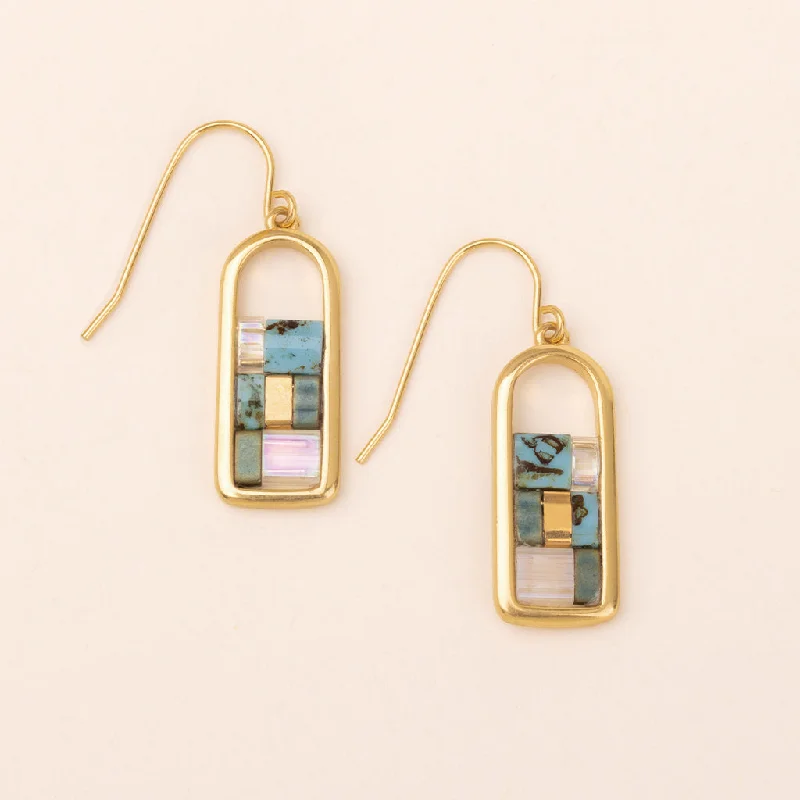 Old flair earrings-Good Karma Miyuki Frame Earring - Turquoise/Gold