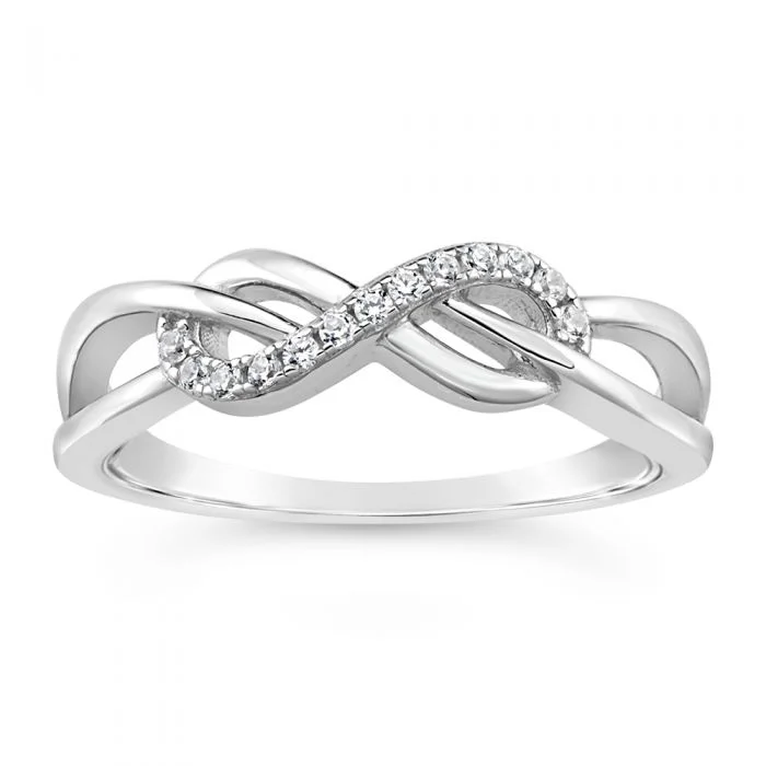 Polished name rings-Sterling Silver Zirconia Infinity Weave Ring