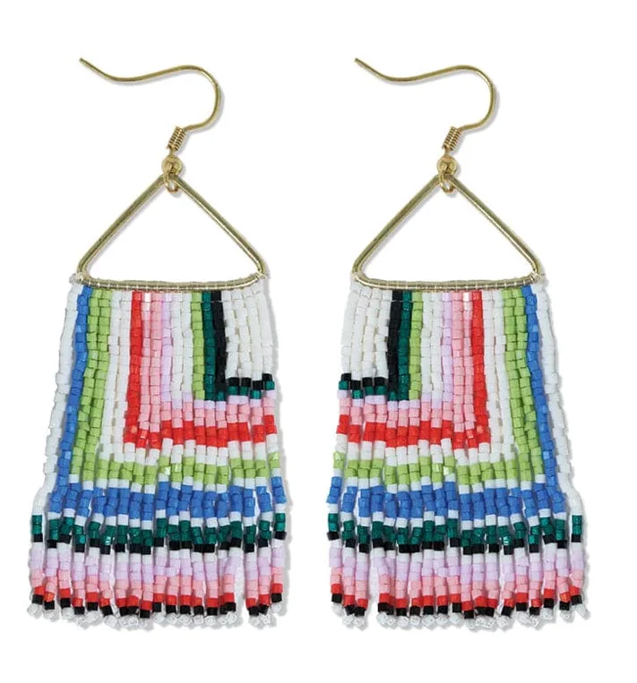 Smooth drop earrings-Paige Ascending Blocks Beaded Fringe Earrings Rio