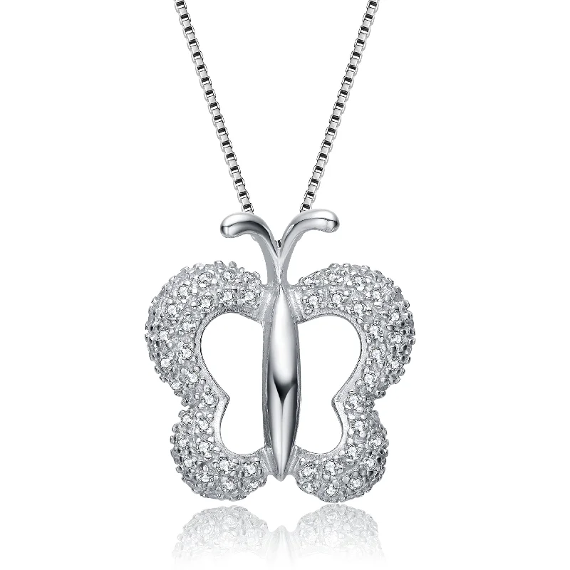 Spiral knot necklaces-Sterling Silver Beautiful Silver Butterfly Pendant