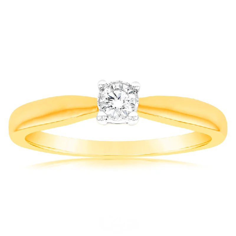 Fine band rings-Luminesce Lab Grown Diamond 4 Claw Ring In 9ct Yellow Gold