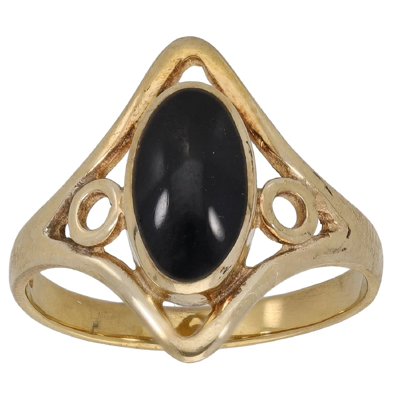 Smooth art rings-9ct Gold Onyx Solitaire Ring Size Q