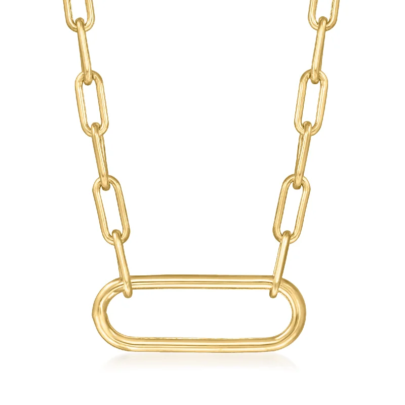 Topaz drop necklaces-Canaria 10kt Yellow Gold Large Paper Clip Link Necklace