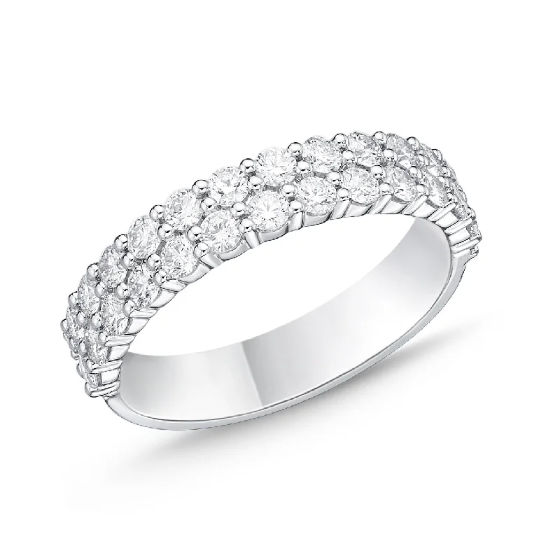 Thin star rings-Memoire 18ct White Gold 1 Carat Diamond Paramount Half Round Eternity Ring 4.5mm