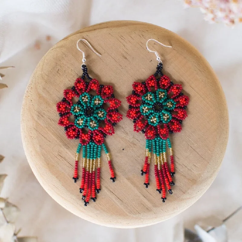 Broad hoop earrings-Pomegranate