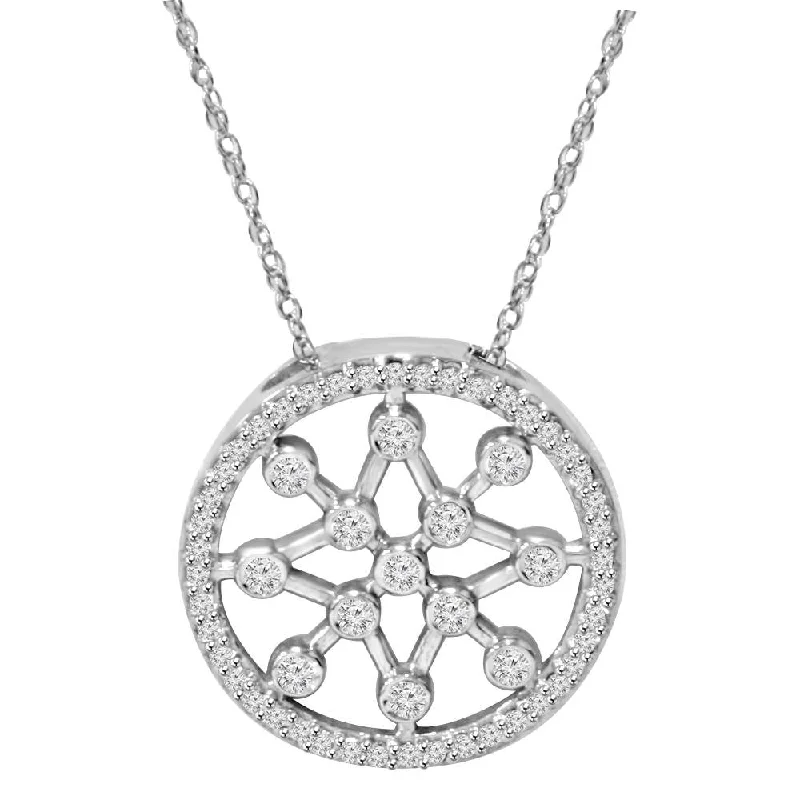 Chic art necklaces-1/3ct Circle Star flake Dreamweaver Diamond Pendant 14K