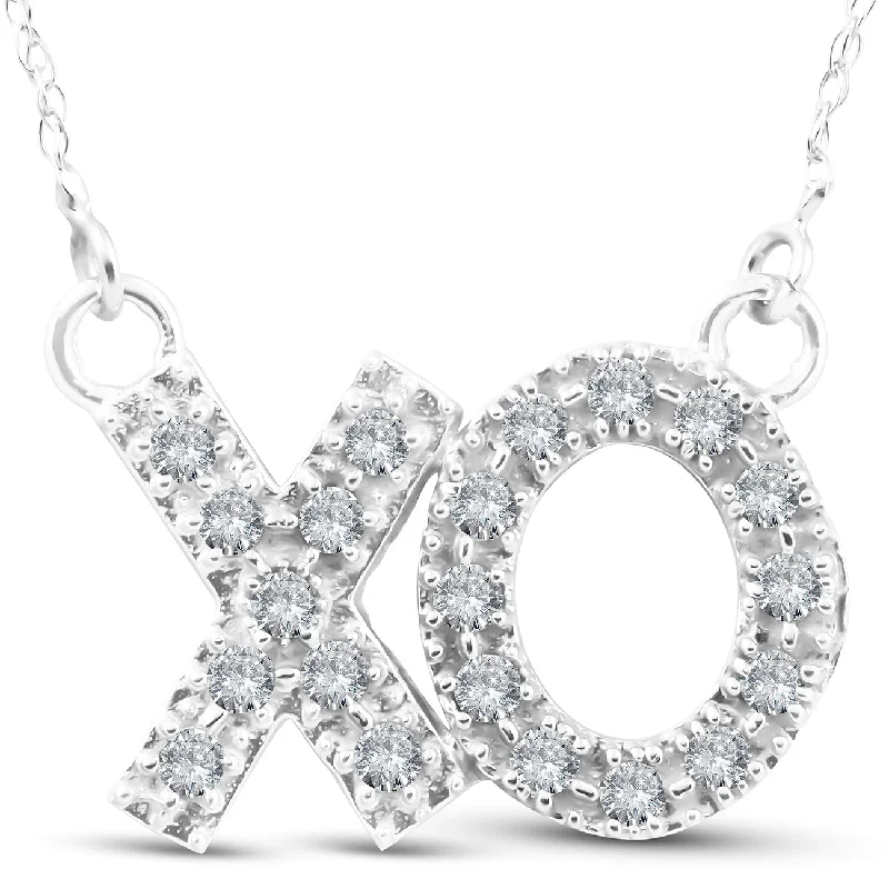 Cloud glass necklaces-1/4ct XO Diamond Pendant 14K White Gold