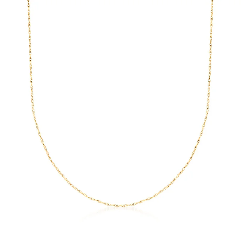 Lock clasp necklaces-Ross-Simons .7mm 14kt Yellow Gold Rope Chain Necklace