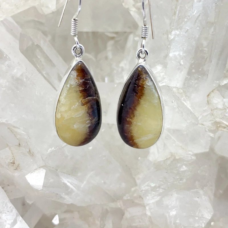 Thin hoop earrings-Septarian Sterling Silver Earrings $70