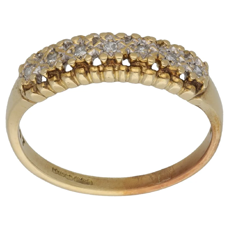 Wave shape rings-9ct Gold 0.07ct Diamond Half Eternity Ring Size N