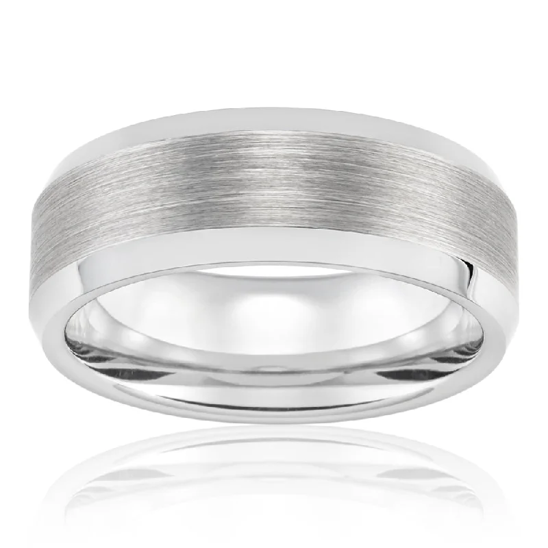 Wool thread rings-Tungsten Grey Centre Gents Ring