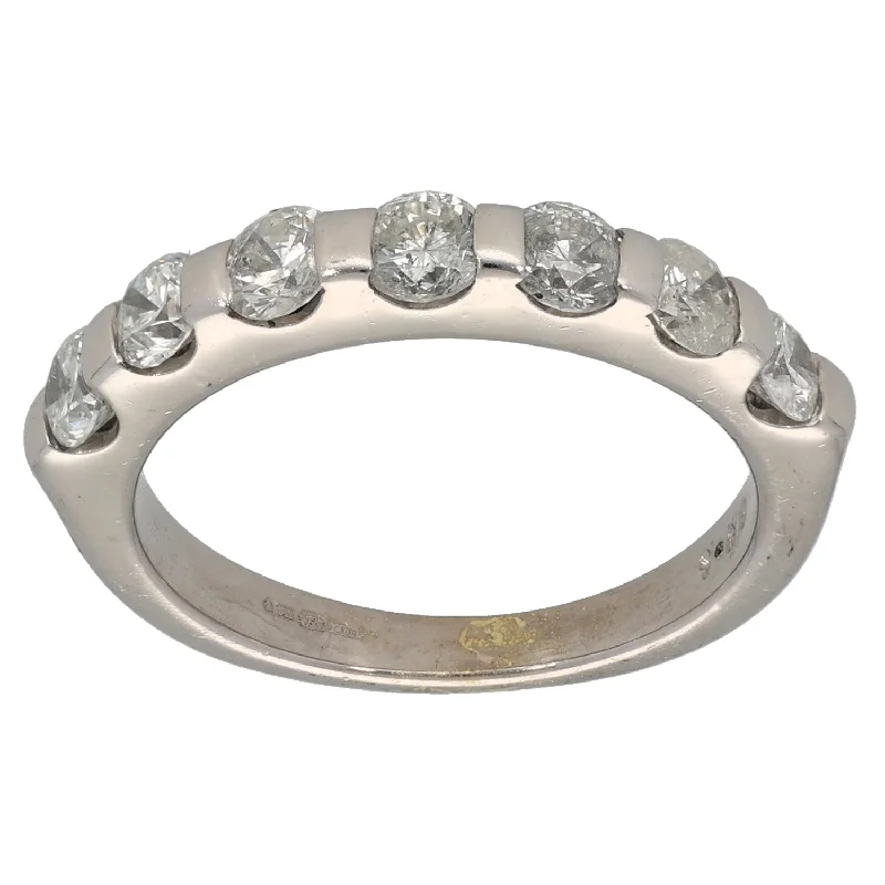 Fine band rings-18ct White Gold 1.00ct Diamond Half Eternity Ring Size L