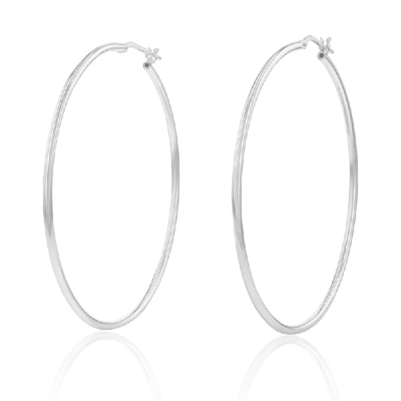 Bow knot rings-Sterling Silver Plain 50mm Hoop Earring