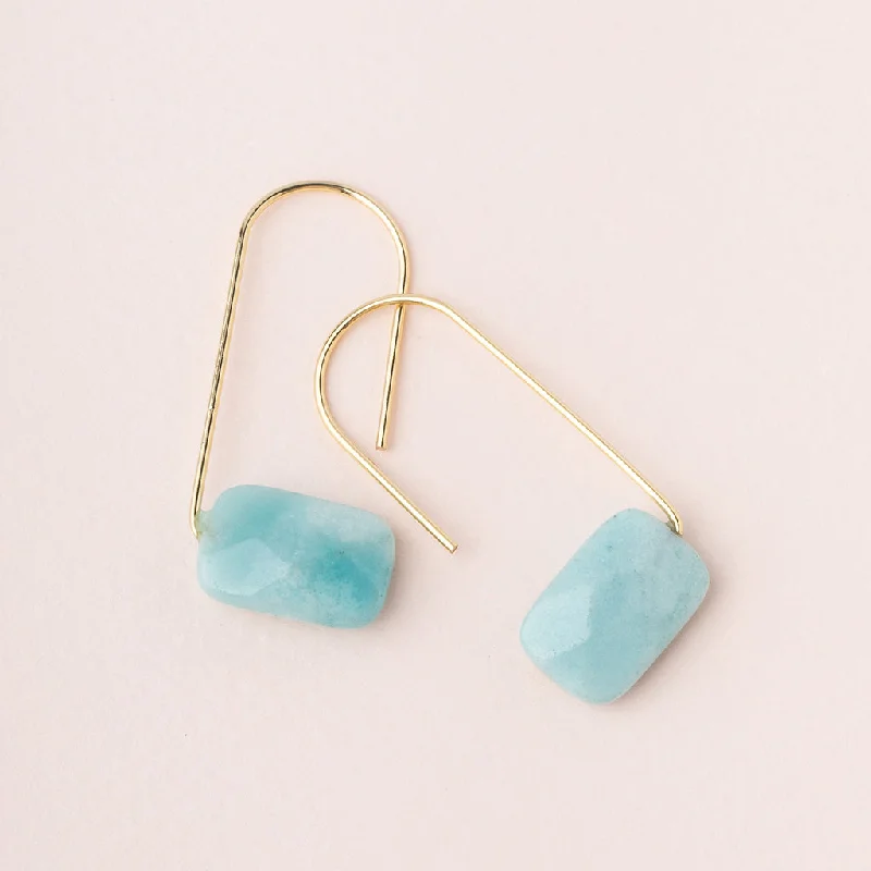 Clear stud earrings-Floating Stone Earring - Amazonite/Gold