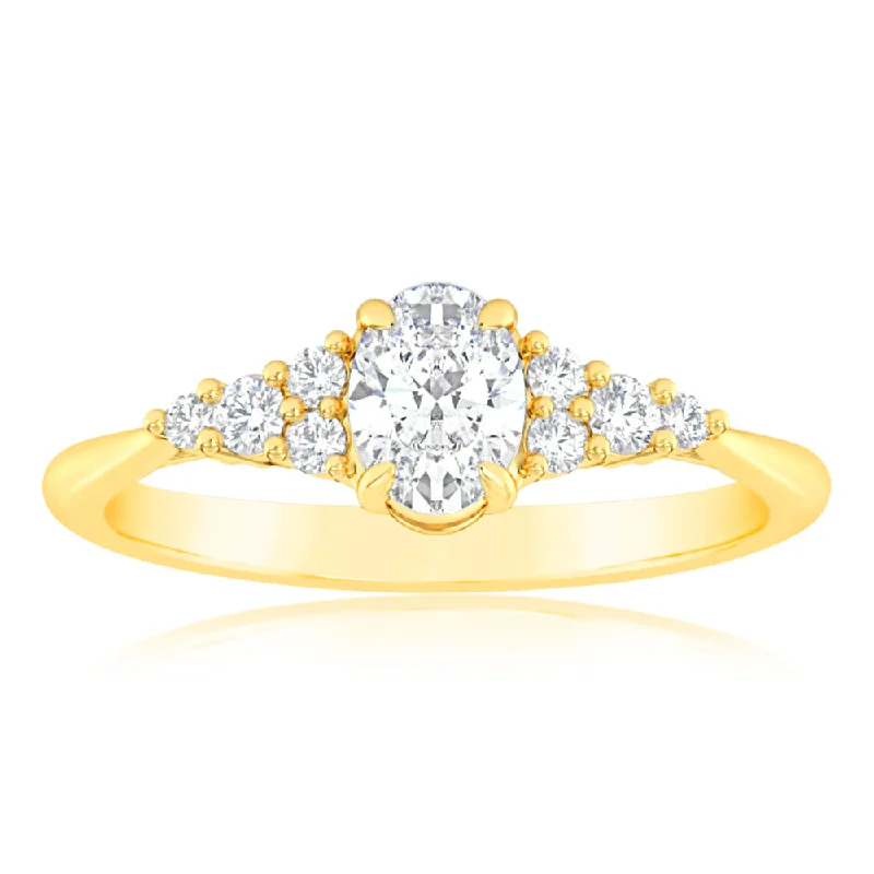 Thin pearl rings-Luminesce Lab Grown 9ct Yellow Gold 0.65 Carat Diamond Solitaire Fancy Ring