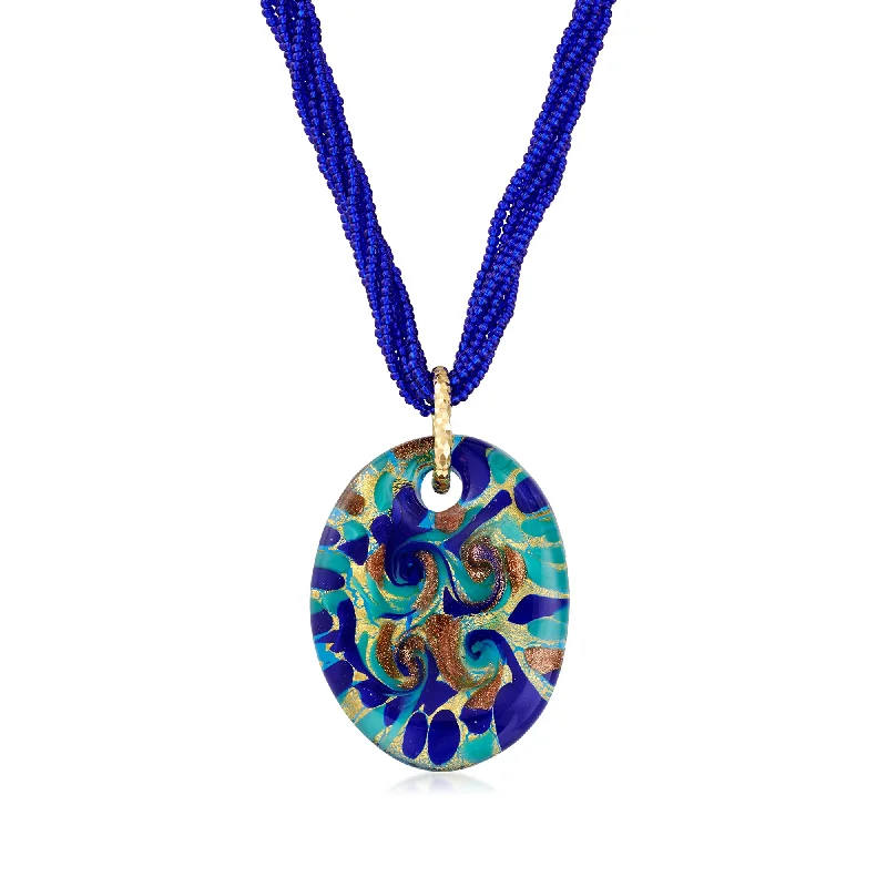 Vivid stone necklaces-Ross-Simons Italian Multicolored Murano Glass Pendant Necklace in 18kt Gold Over Sterling