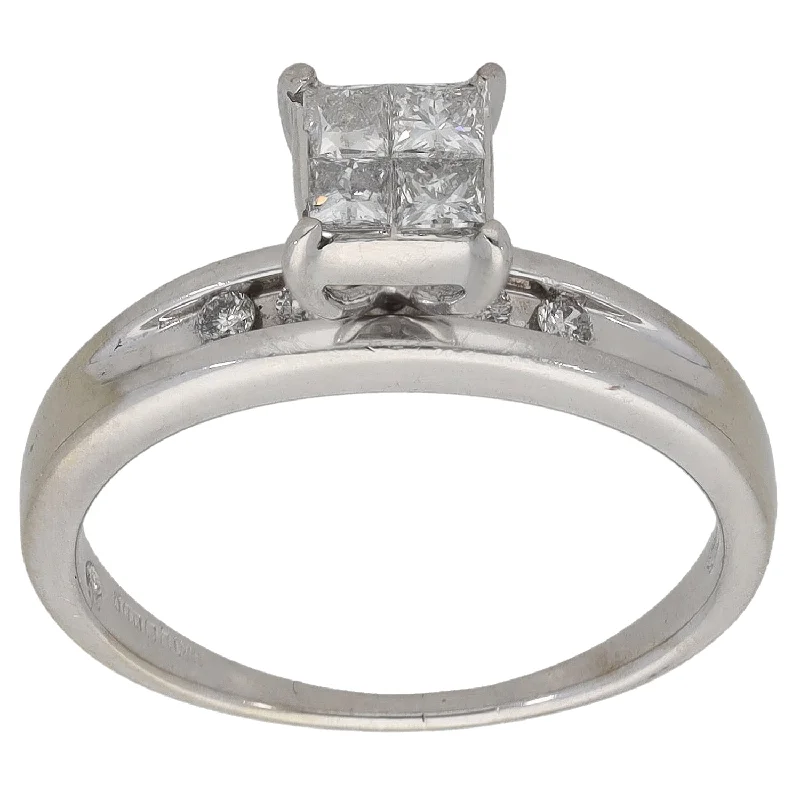 Secure clasp rings-14ct White Gold 0.28ct Diamond Dress/Cocktail Ring Size N