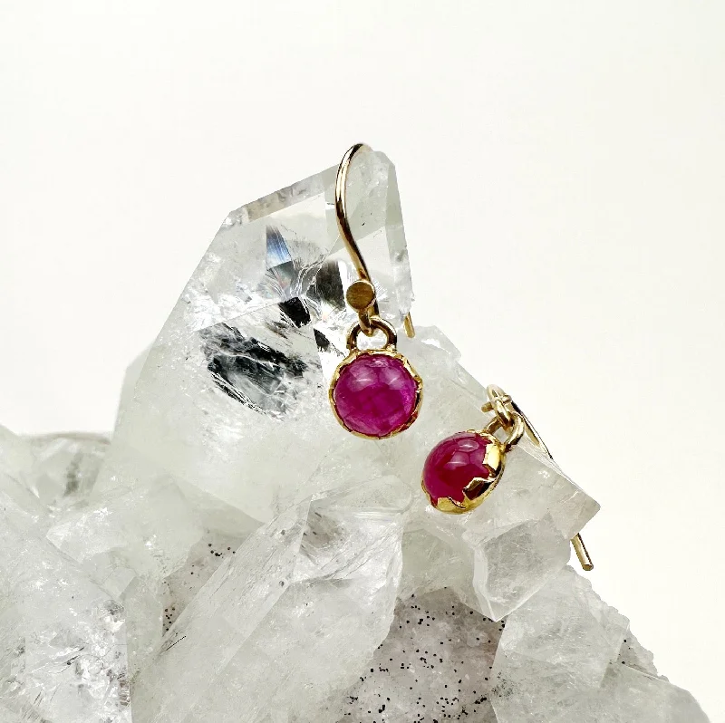 Bold druzy earrings-Ruby Cabochon Petal Earrings