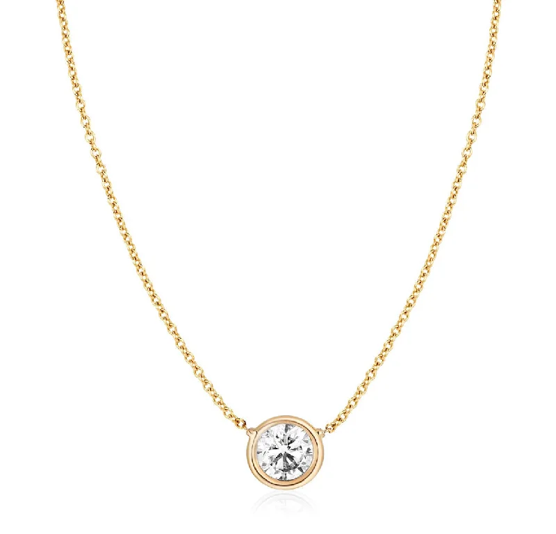 Guardian eye necklaces-Lab Grown Diamond Solitaire 1/2 Carat 14k Gold Necklace