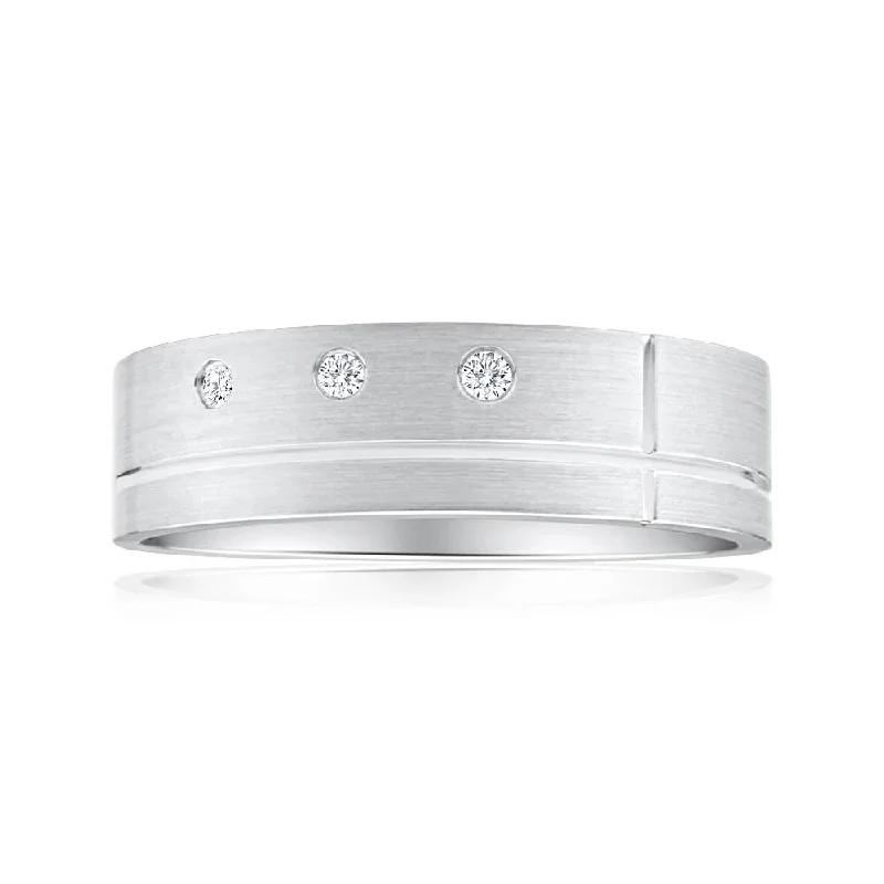 Smooth art rings-3 Diamonds Ring in Sterling Silver